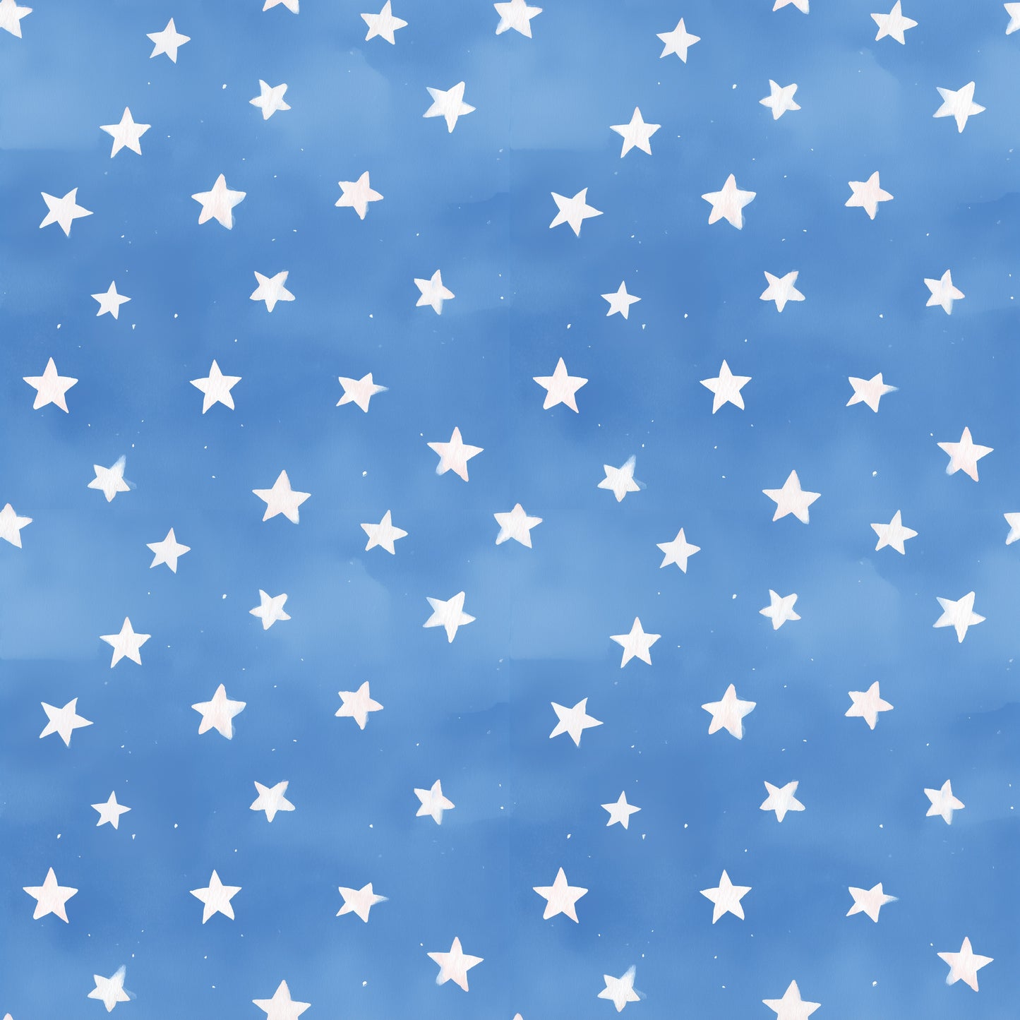 4th July White Stars on Blue Digital Seamless Pattern