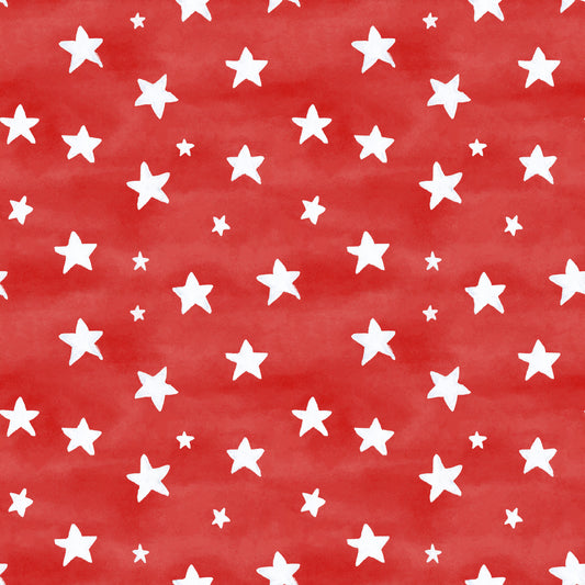 4th July White Stars on Red Digital Seamless Pattern