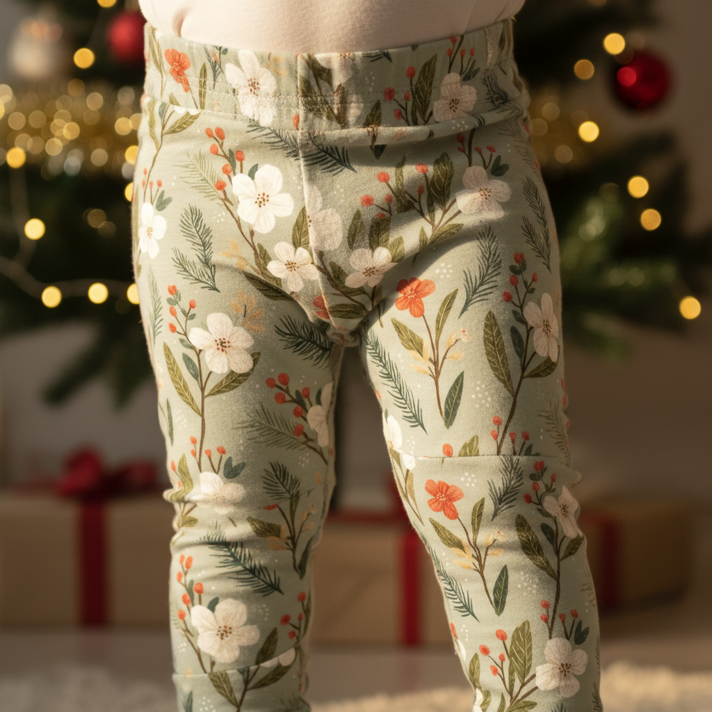 Simple Sage Christmas Flowers Digital Seamless Pattern