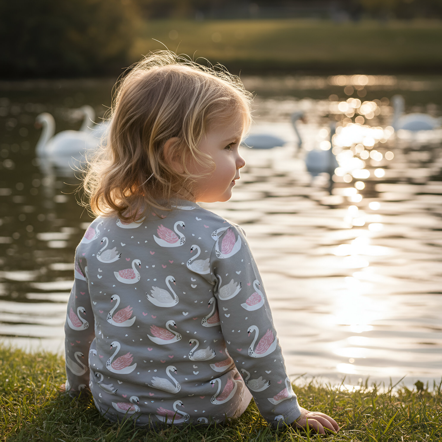 Love Swans Digital Seamless Pattern