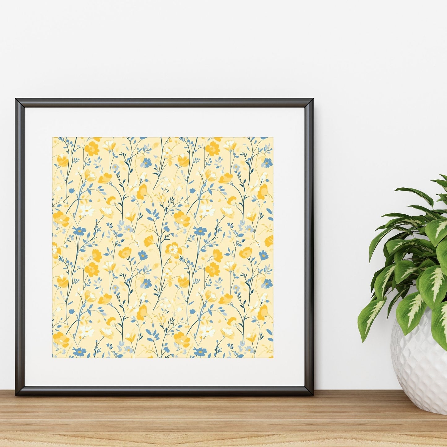 Yellow Floral Digital Seamless Pattern