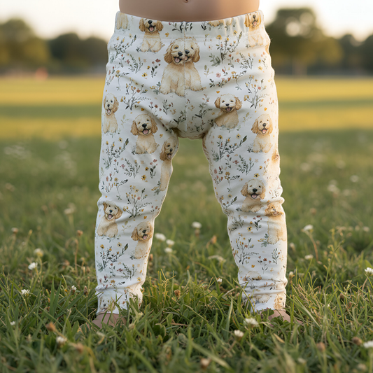 Cute Golden Doodles Digital Seamless Pattern