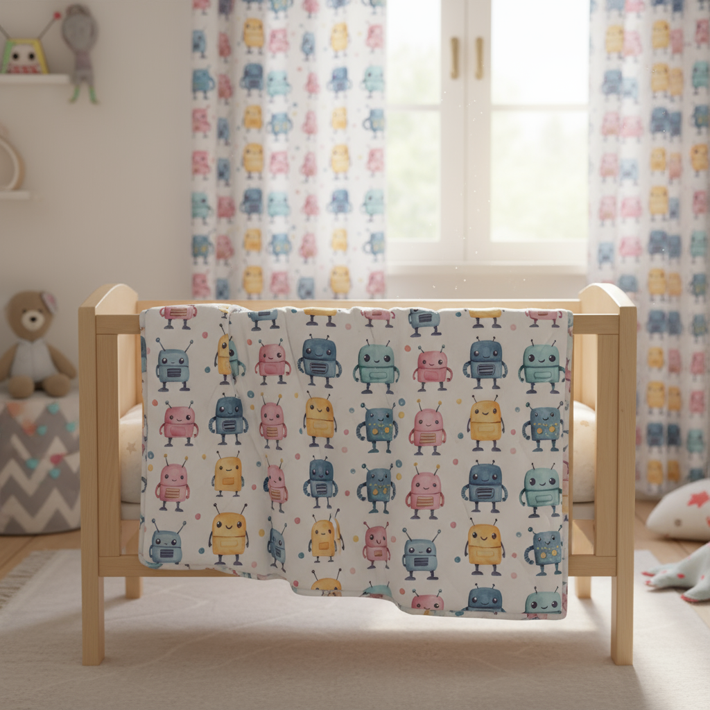 Cute Robots Digital Seamless Pattern