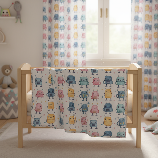 Cute Robots Digital Seamless Pattern