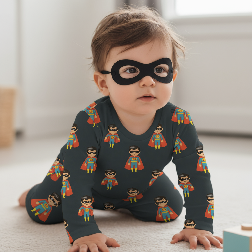 Superhero Boy Digital Seamless Pattern