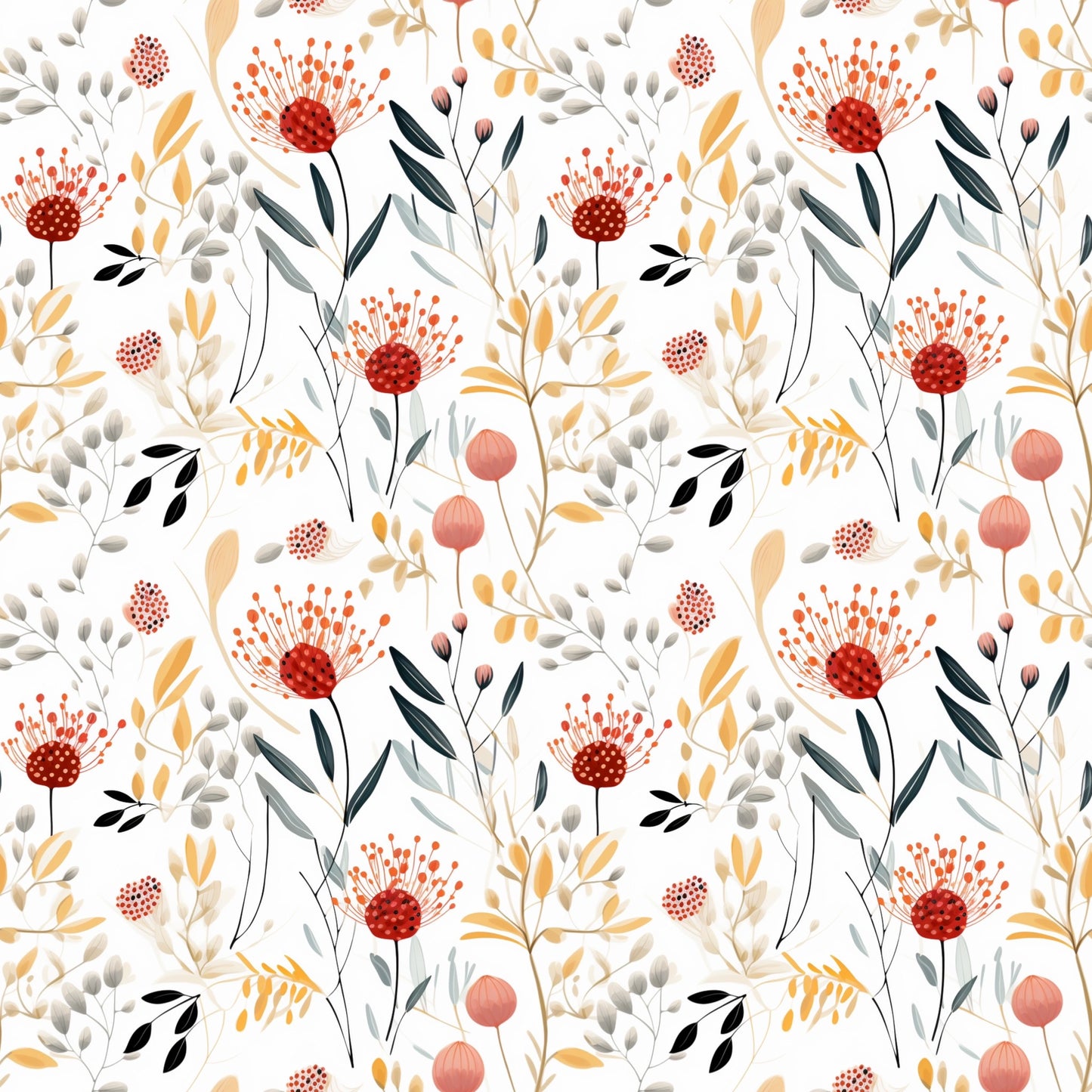 Floral Nature Digital Seamless Pattern