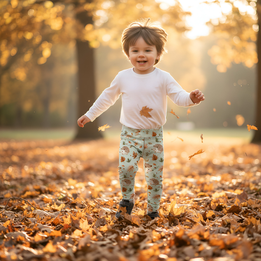 Autumn Sage Hedgehogs Digital Seamless Pattern