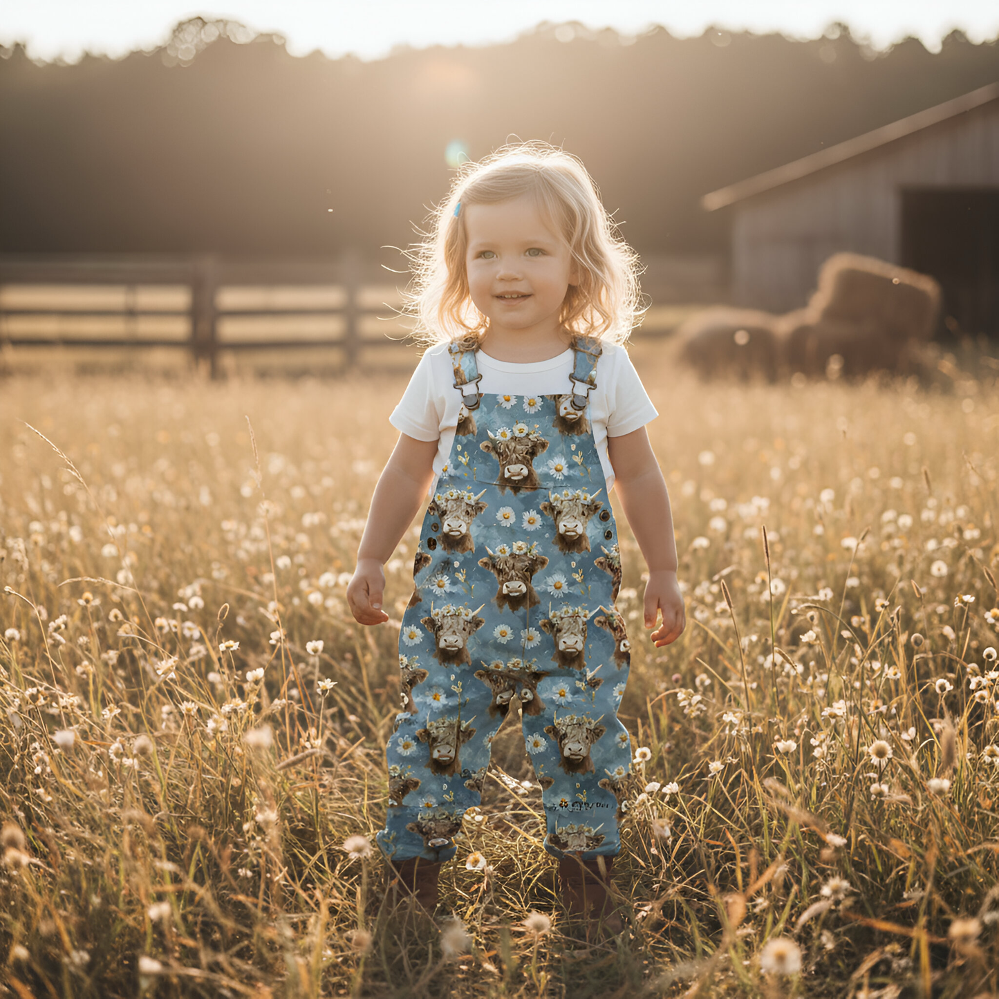 Floral Denim Cow Digital Seamless Pattern