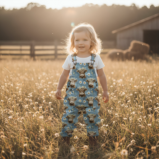 Floral Denim Cow Digital Seamless Pattern