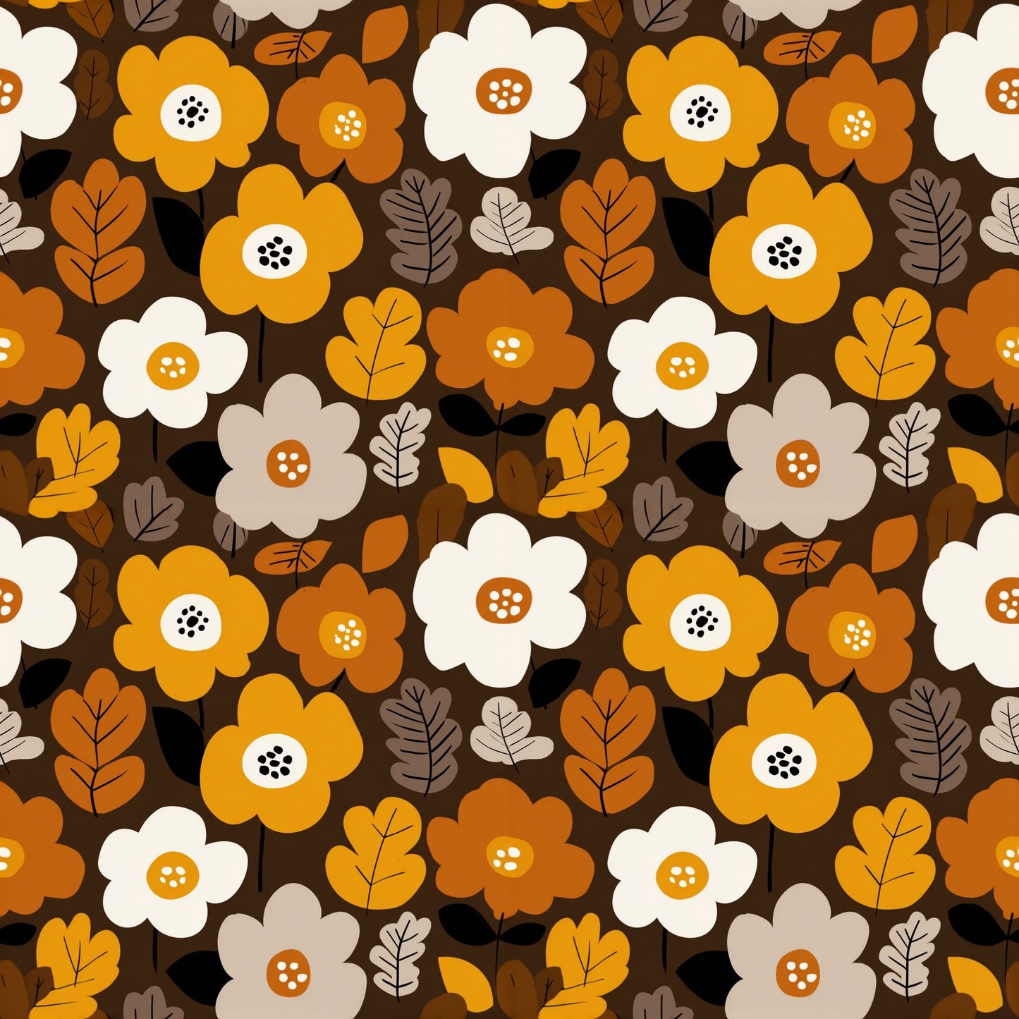 Abstract Autumn Floral Digital Seamless Pattern