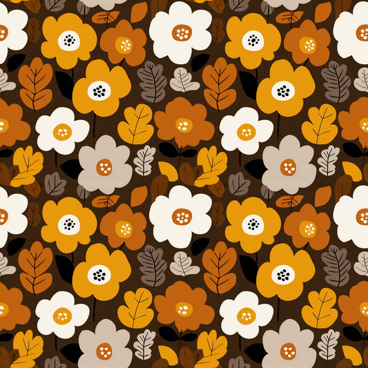 Abstract Autumn Floral Digital Seamless Pattern