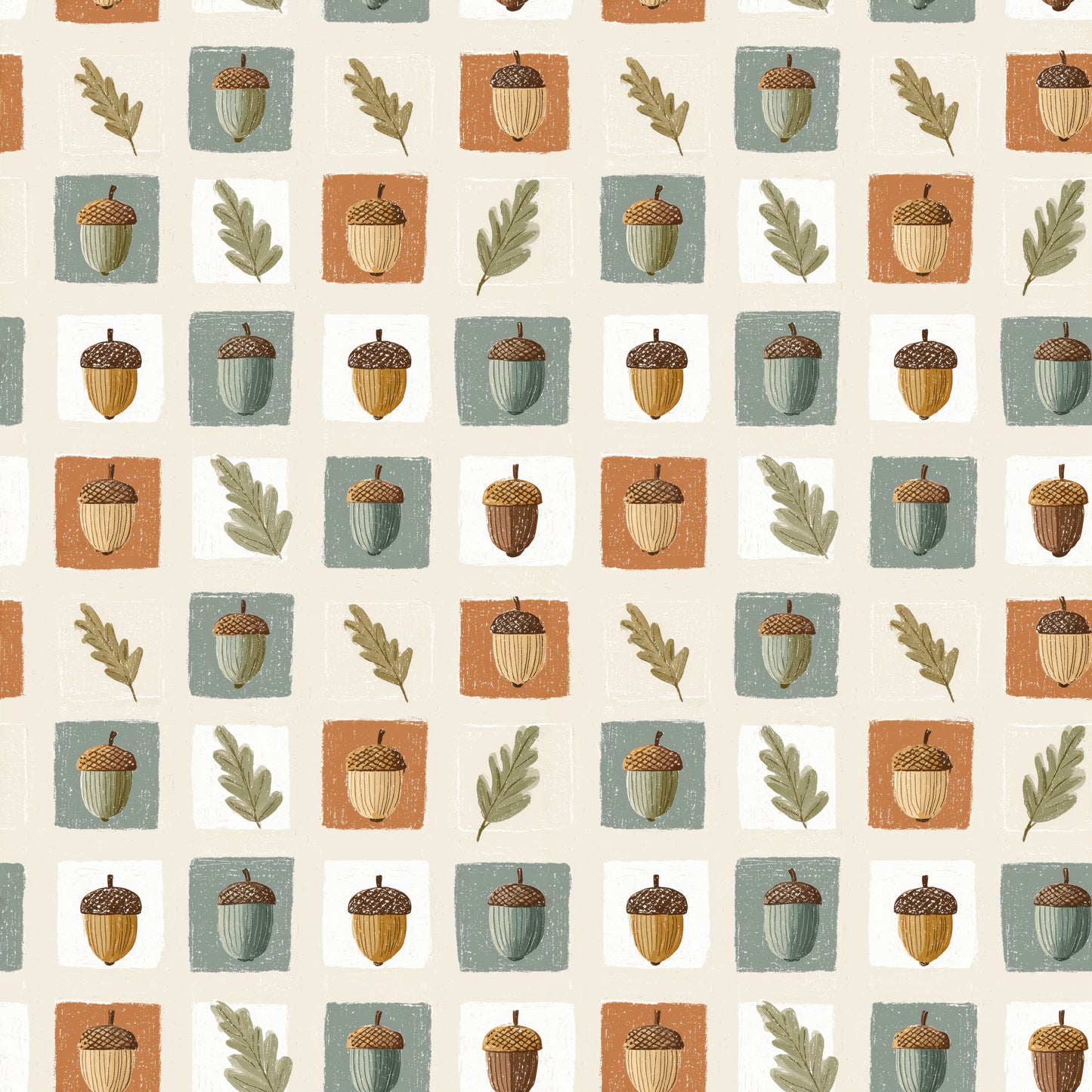Acorns Tiles Digital Seamless Pattern