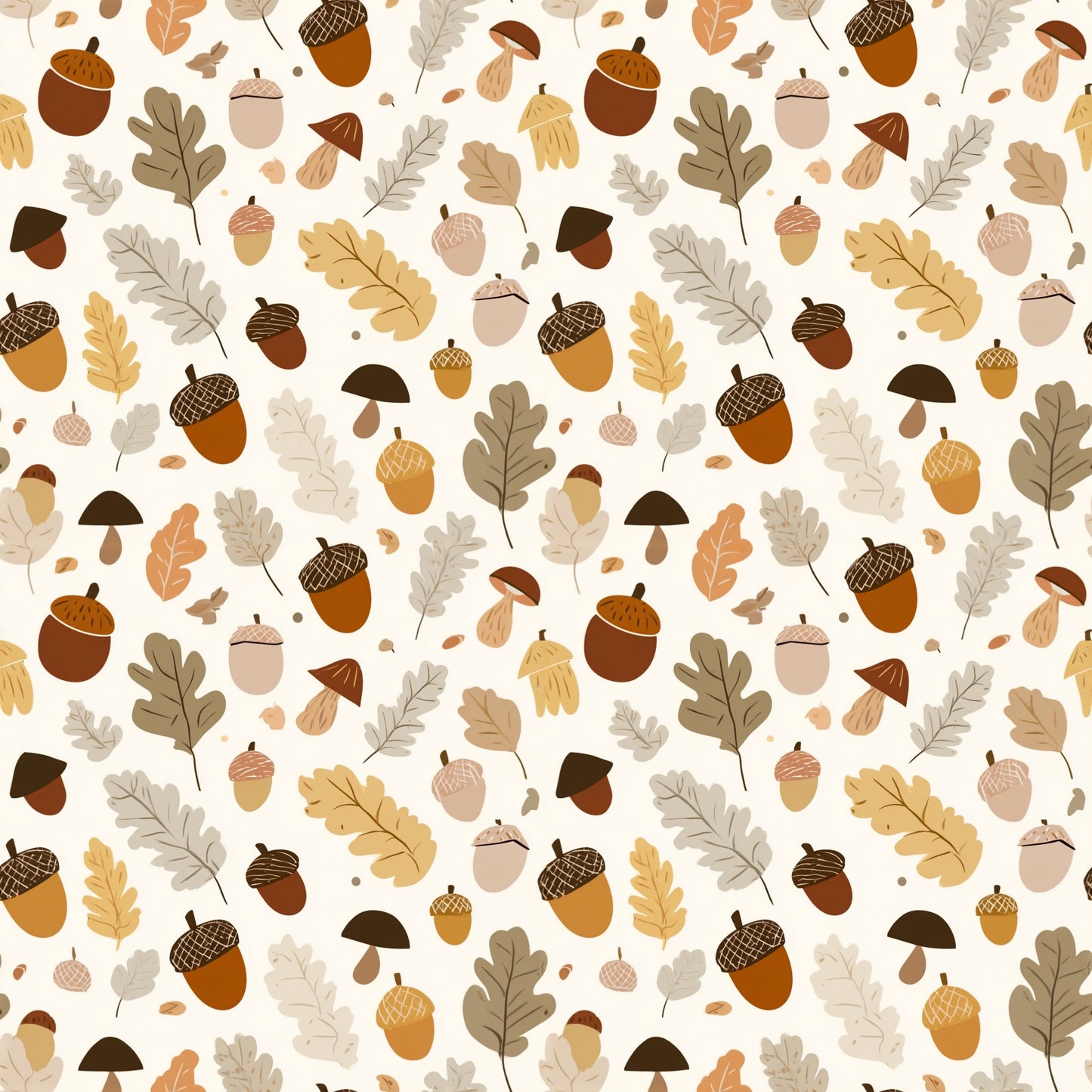 Acorns & Leaves Digital Seamless Pattern