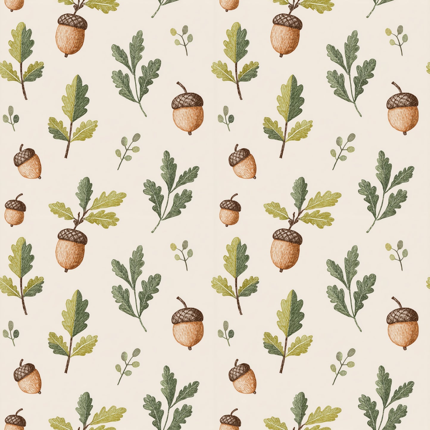 Acorns & Oaks Digital Seamless Pattern