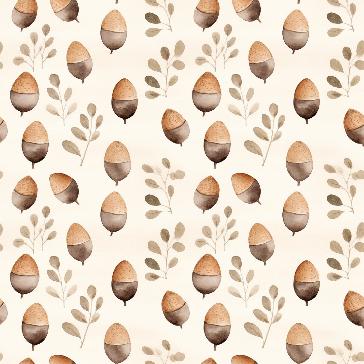 Autumnal Acorns Digital Seamless Pattern