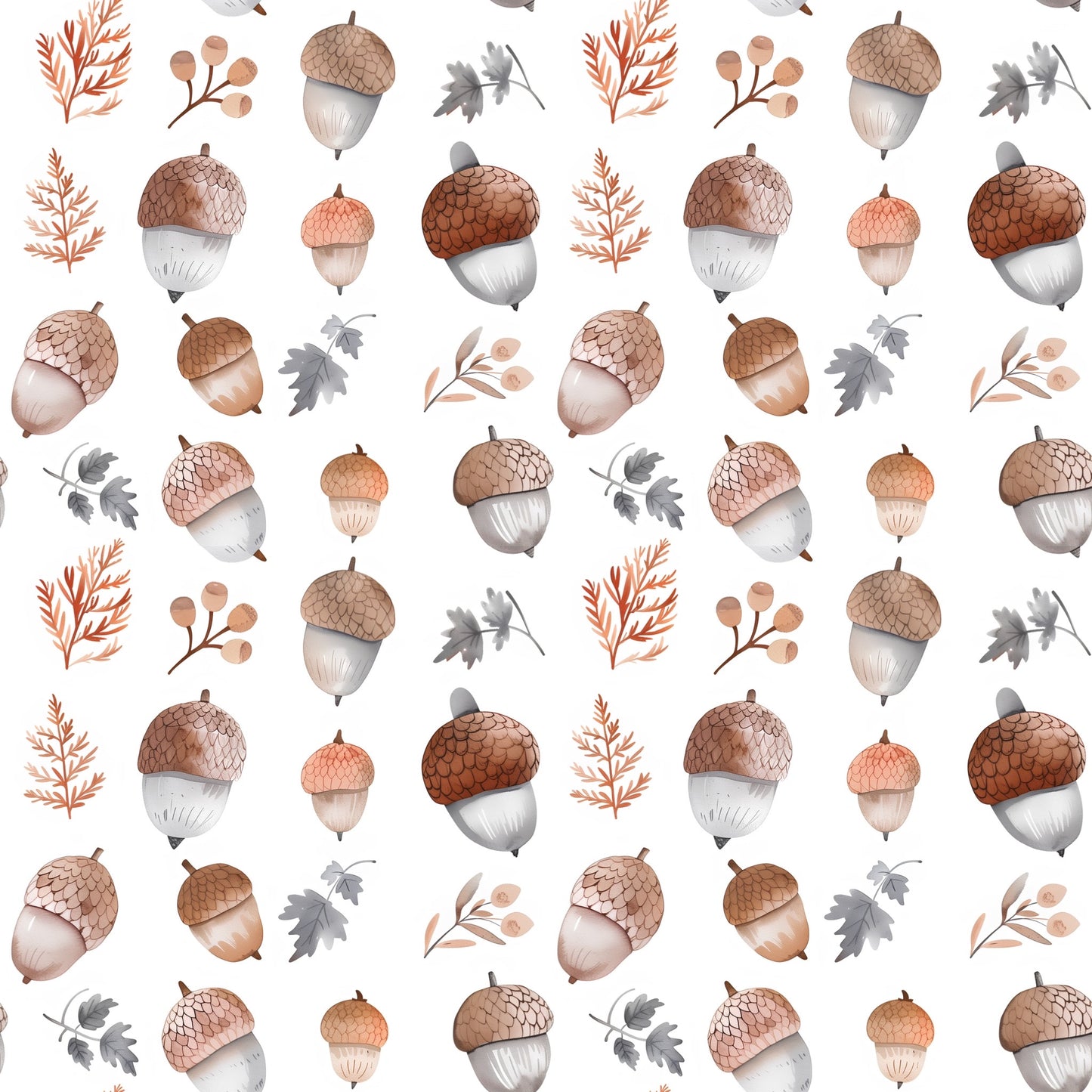 Acorns & Leaves Digital Seamless Pattern