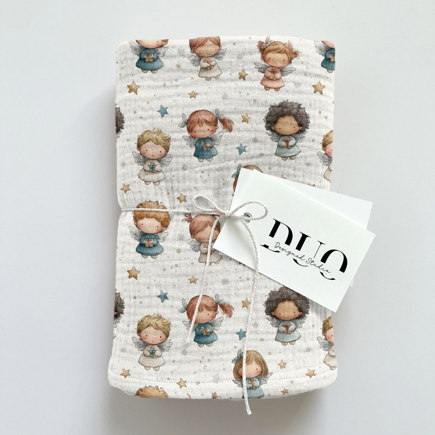 Adorable Christmas Angels Digital Seamless Pattern