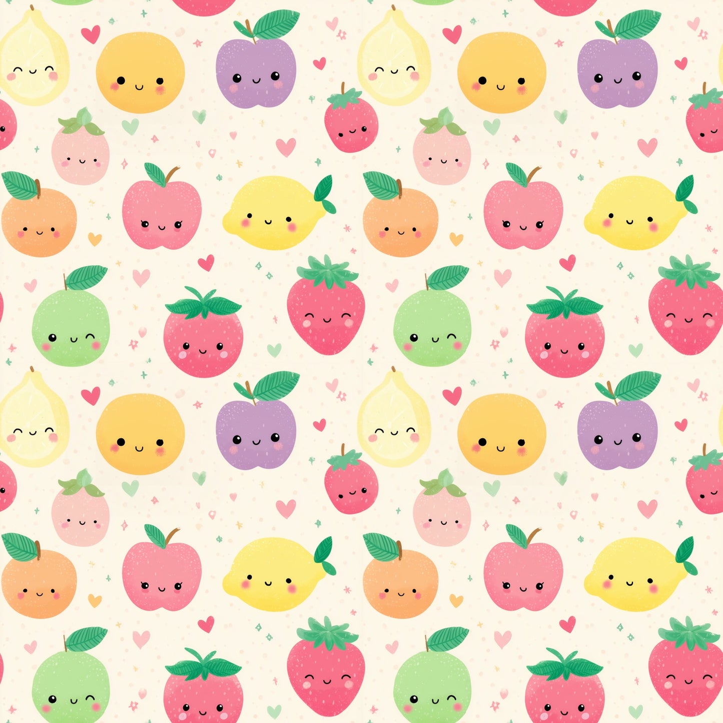 Adorable Fruits Digital Seamless Pattern