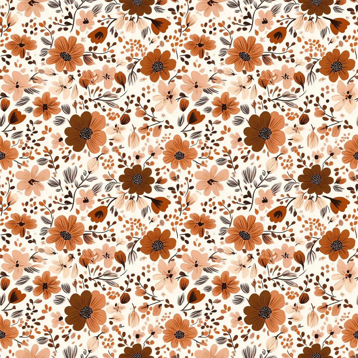 All The Browns Floral Digital Seamless Pattern