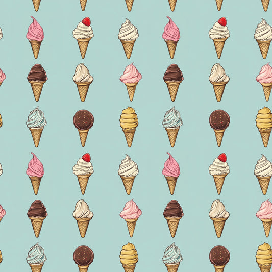 Retro Ice Creams Digital Seamless Pattern