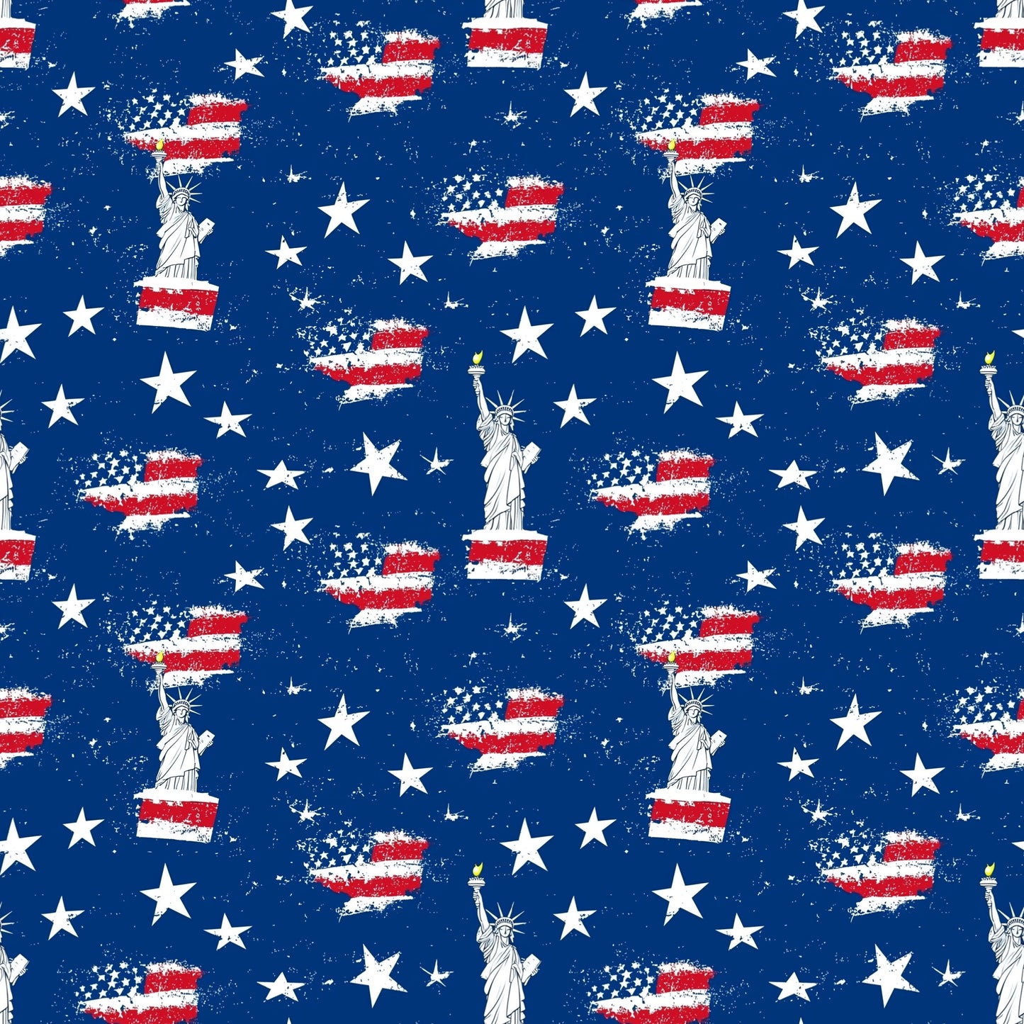 America Statue of Liberty Digital Seamless Pattern