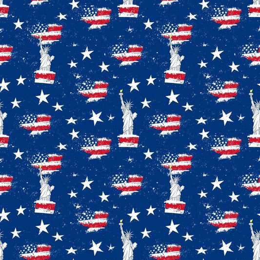 America Statue of Liberty Digital Seamless Pattern