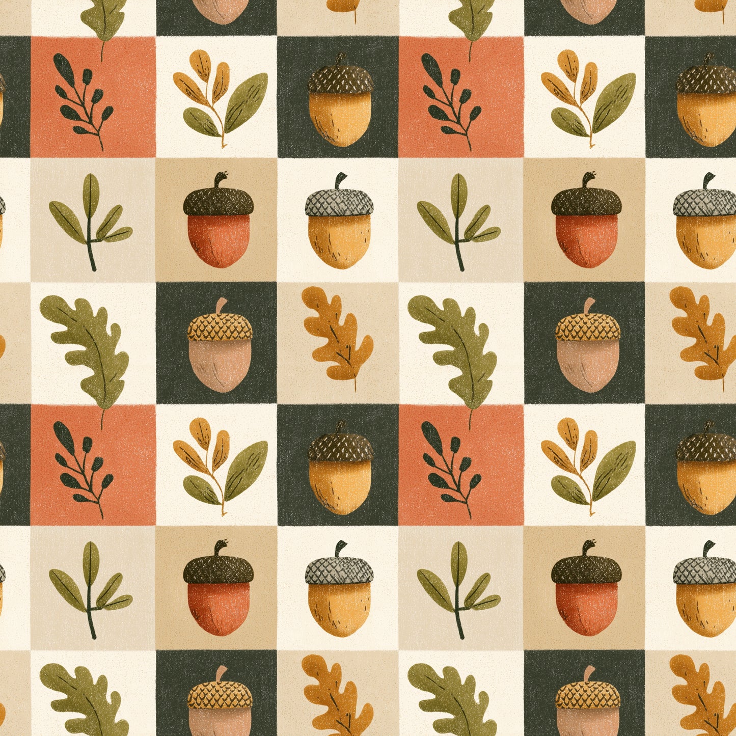Autumn Chequers Digital Seamless Pattern