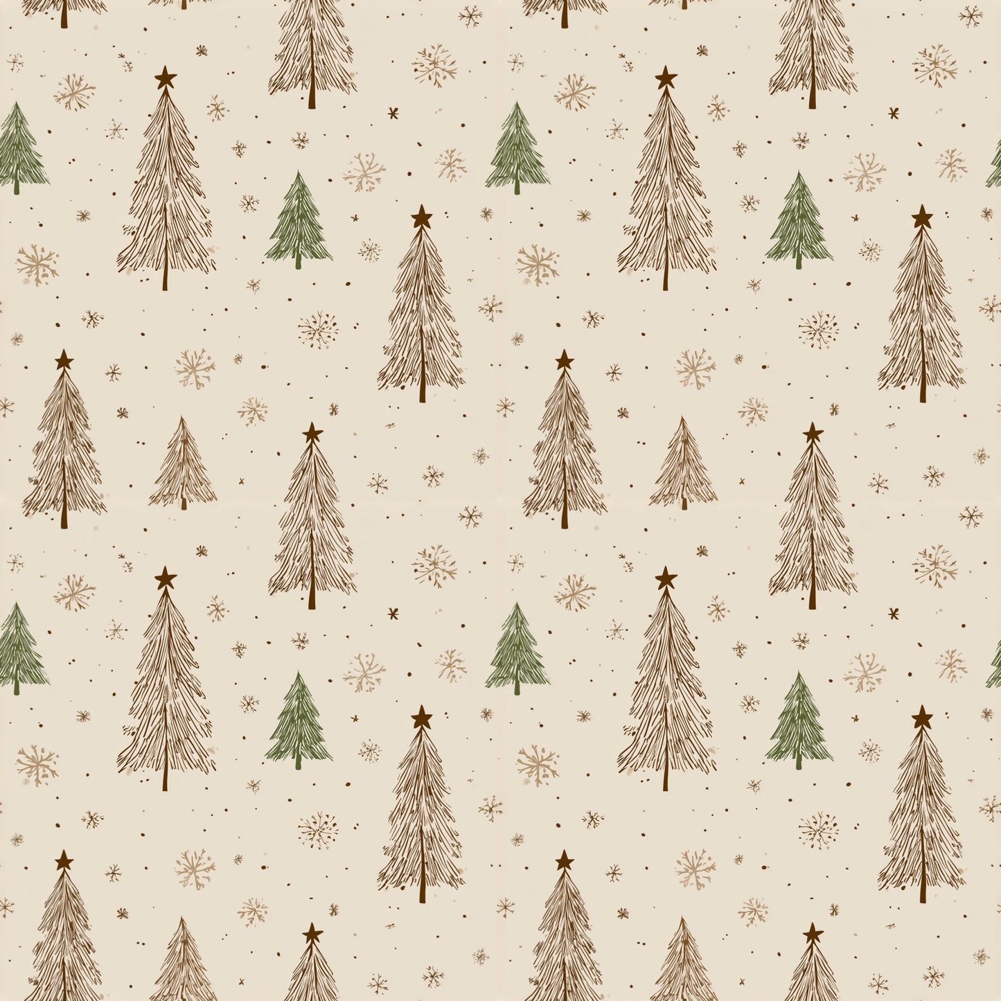 Autumn Christmas Trees Digital Seamless Pattern