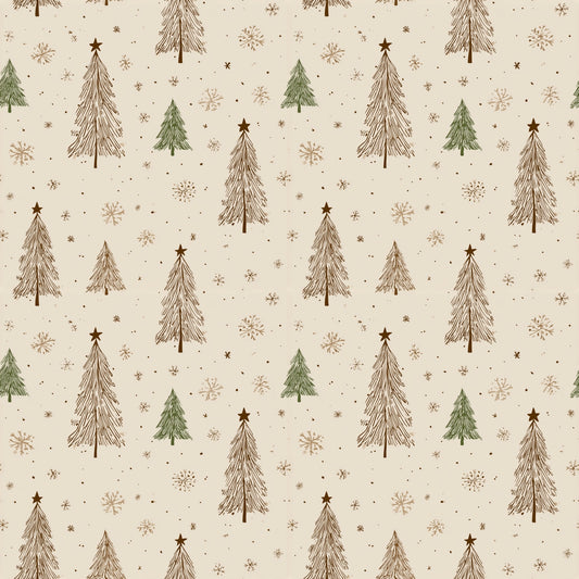 Autumn Christmas Trees Digital Seamless Pattern