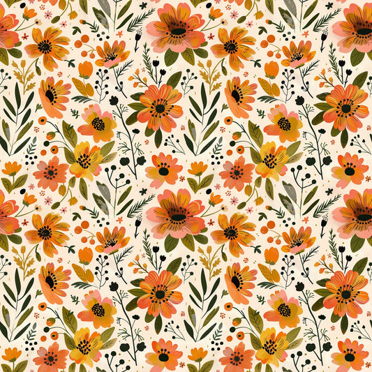 Autumn Floral Digital Seamless Pattern