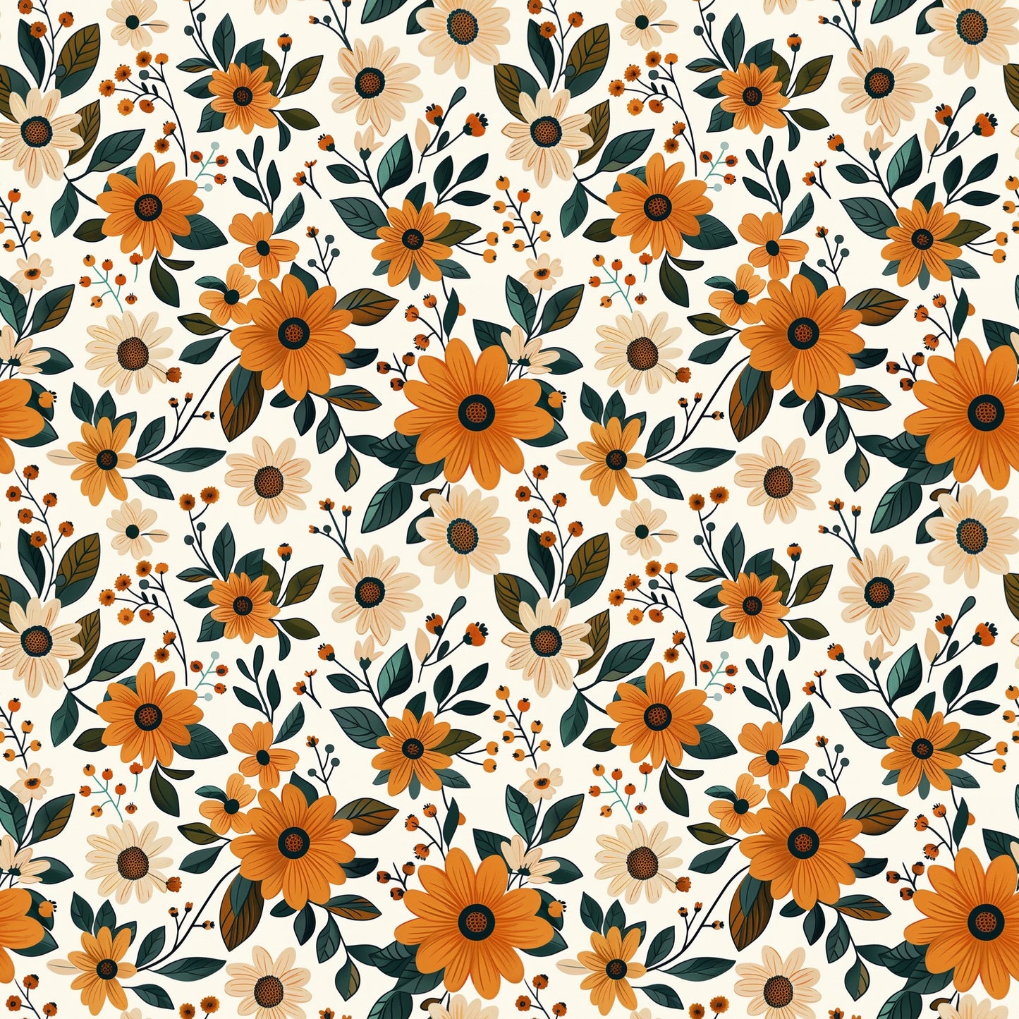 Autumn Floral Digital Seamless Pattern