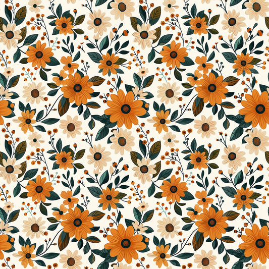 Autumn Floral Digital Seamless Pattern