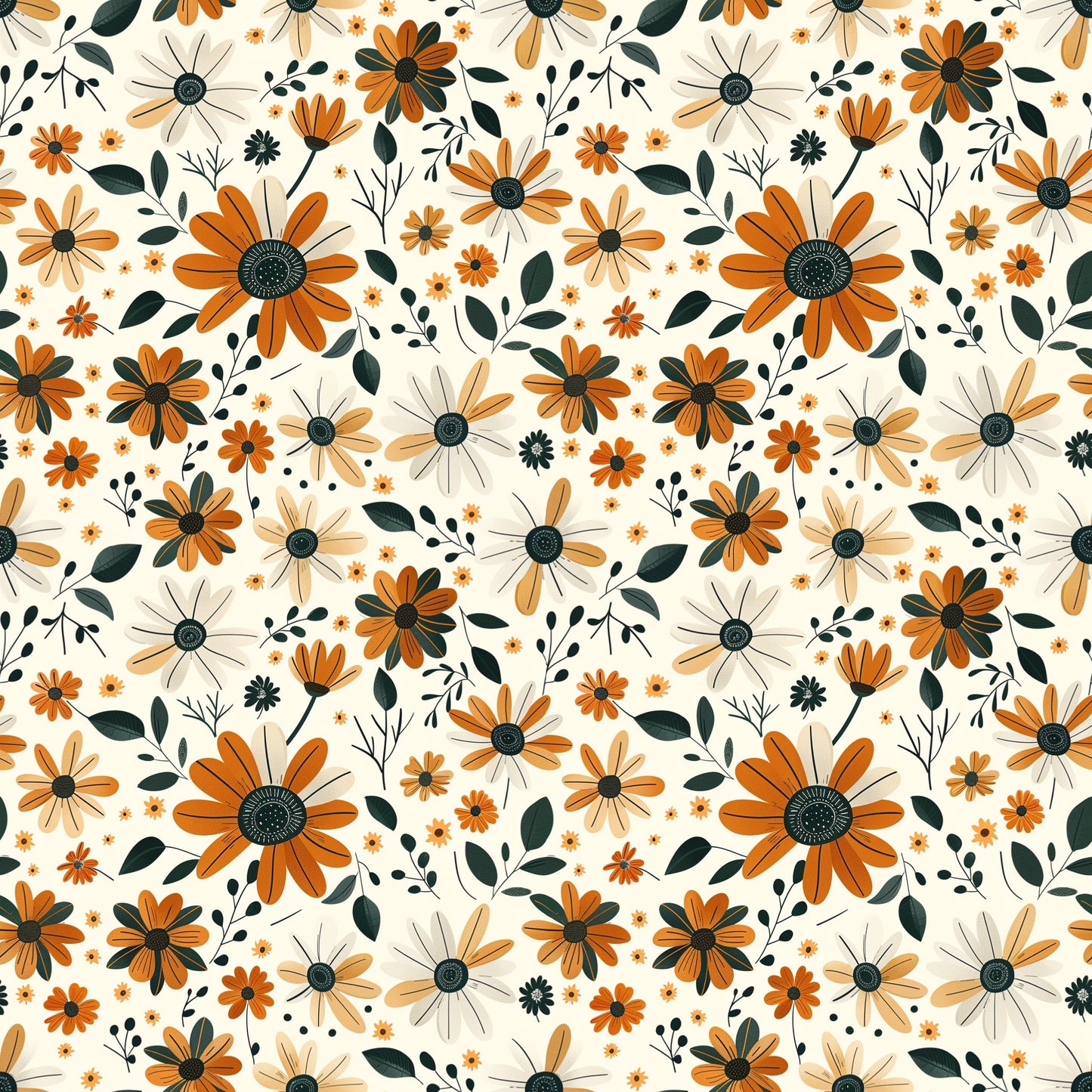 Autumn Floral Digital Seamless Pattern