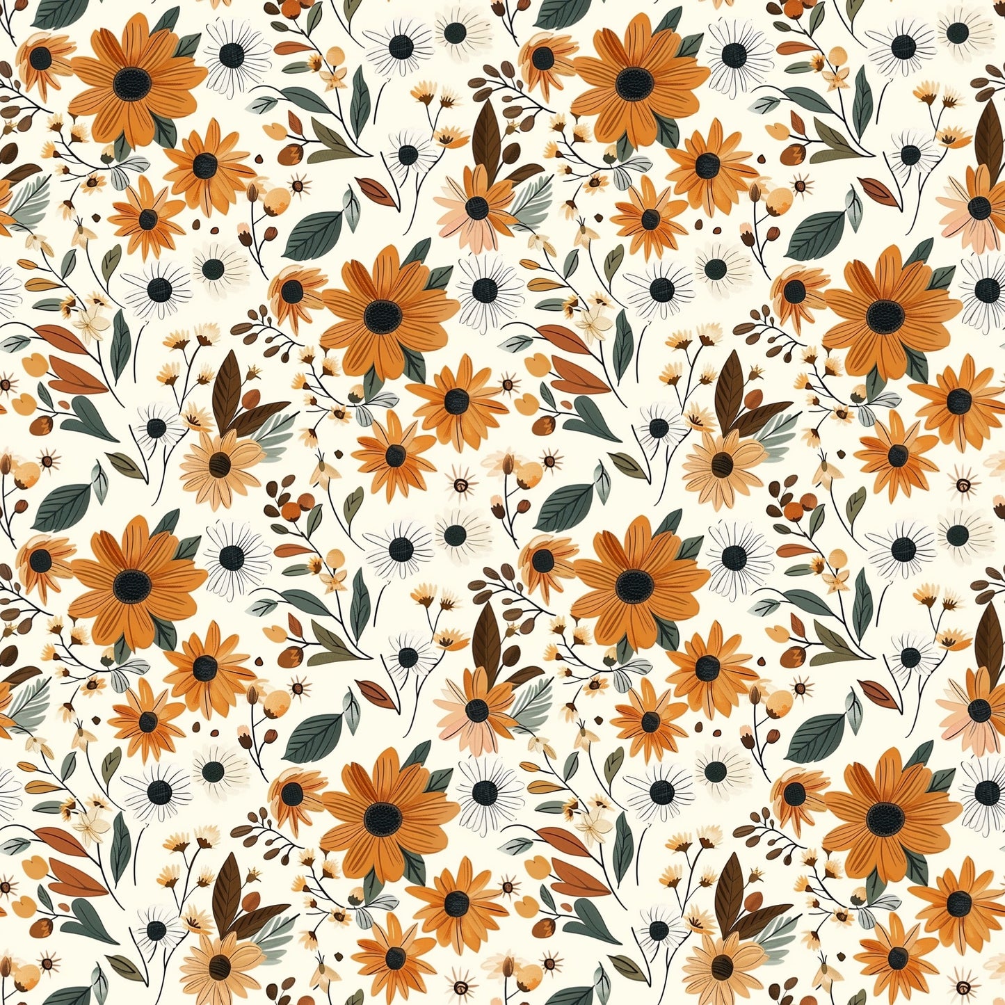 Autumn Floral Digital Seamless Pattern