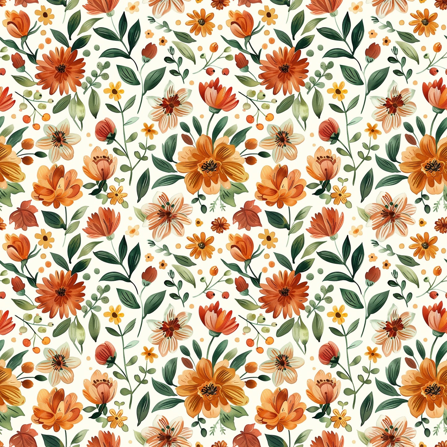 Autumn Floral Digital Seamless Pattern