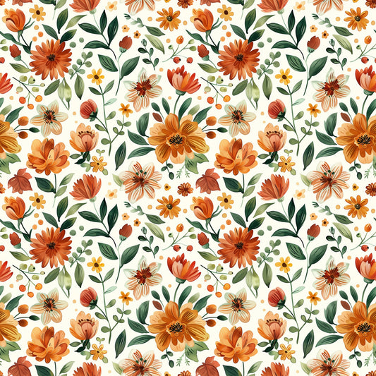 Autumn Floral Digital Seamless Pattern