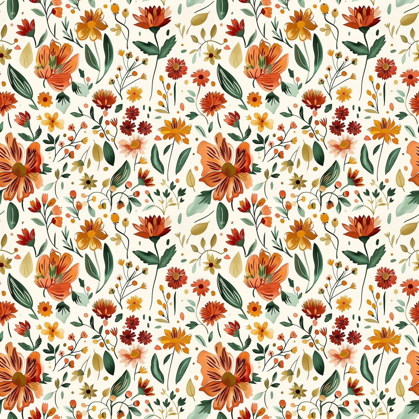 Autumn Floral Digital Seamless Pattern