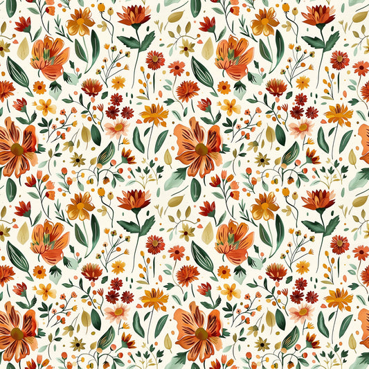 Autumn Floral Digital Seamless Pattern