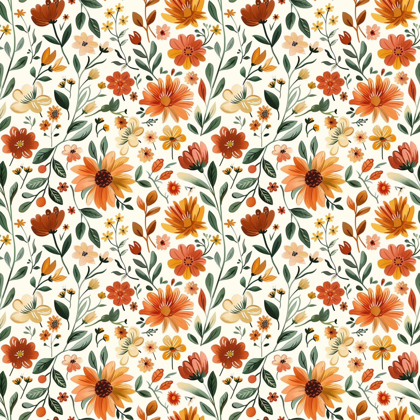 Autumn Floral Digital Seamless Pattern