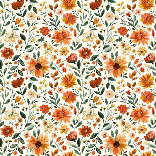 Autumn Floral Digital Seamless Pattern