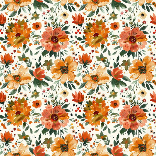 Autumn Floral Digital Seamless Pattern