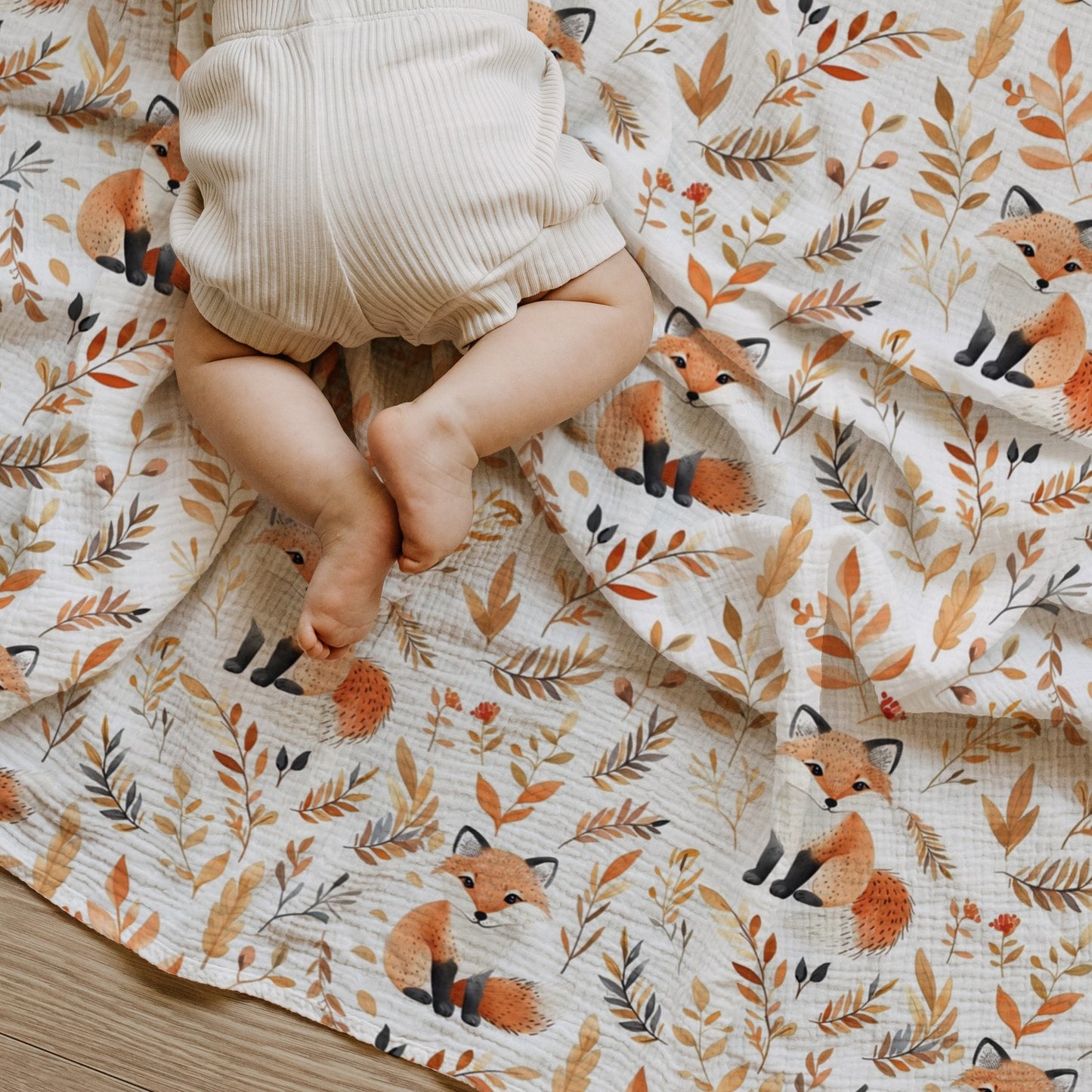 Autumn Foxes Digital Seamless Pattern
