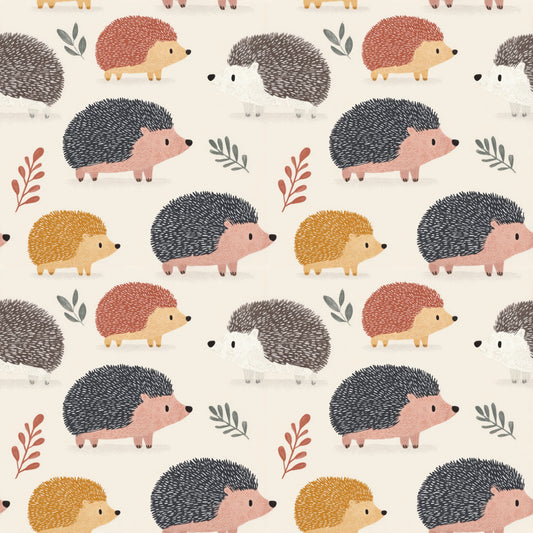 Autumn Hedgehogs Digital Seamless Pattern