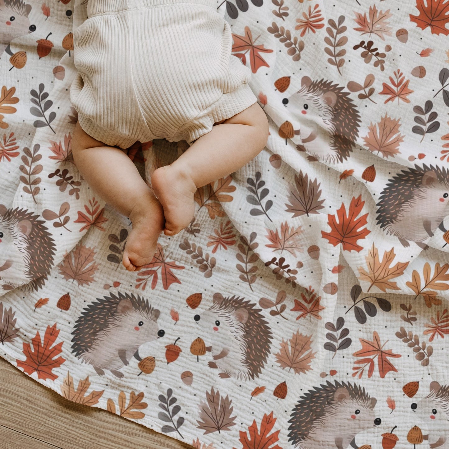 Autumn Hedgehogs Digital Seamless Pattern