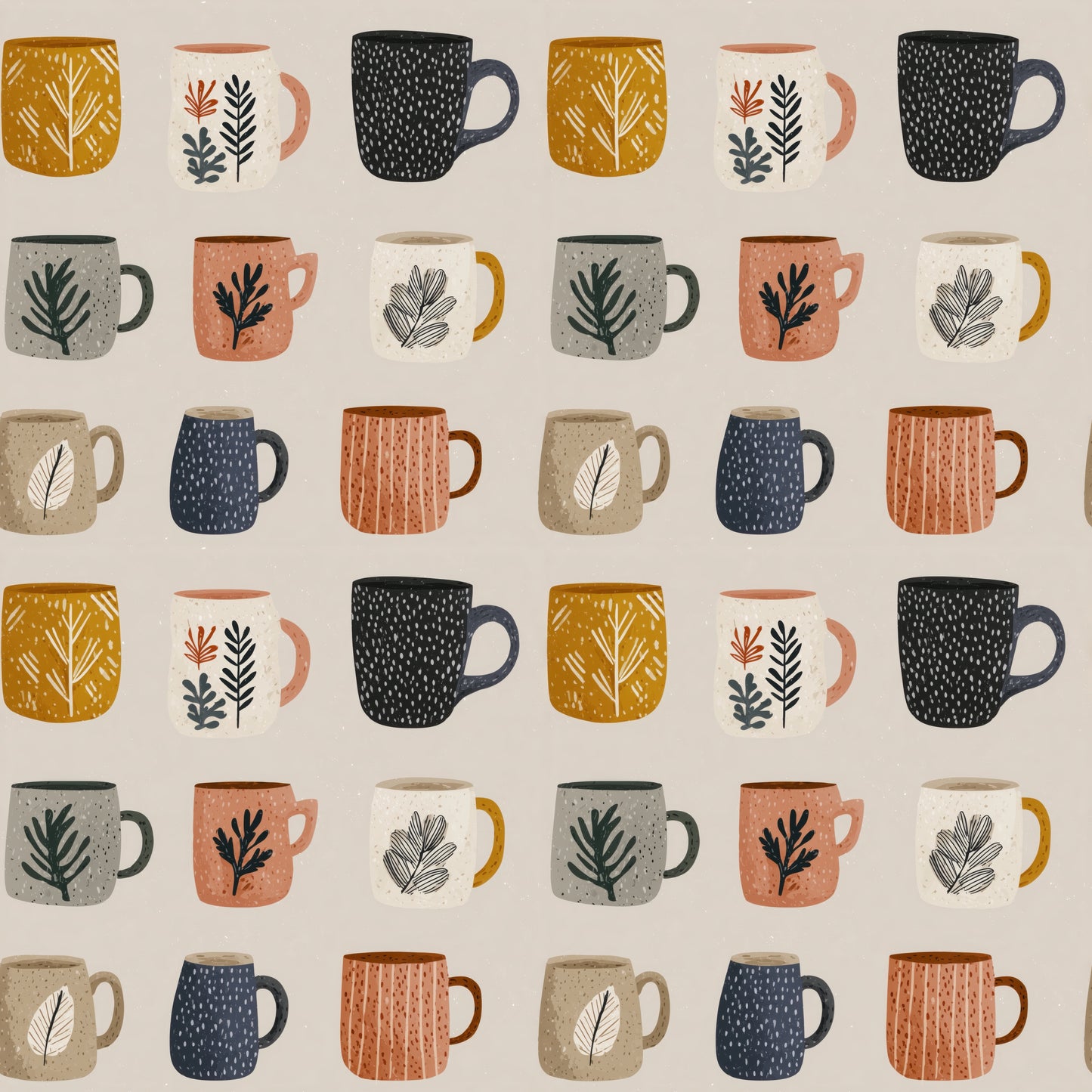 Autumn Mugs Digital Seamless Pattern