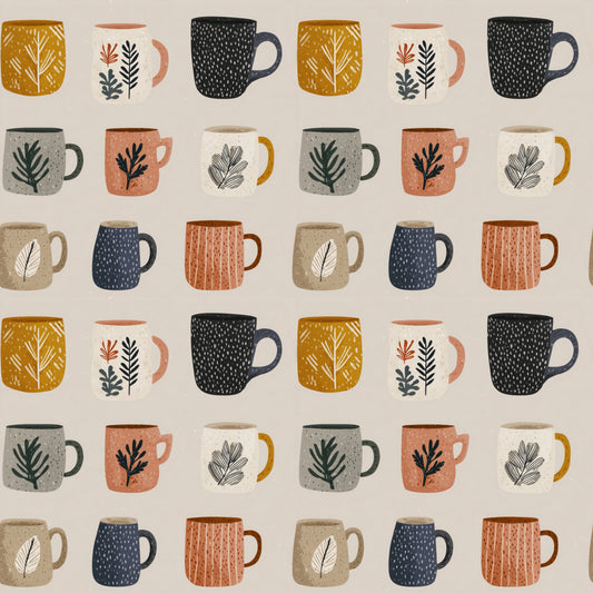 Autumn Mugs Digital Seamless Pattern