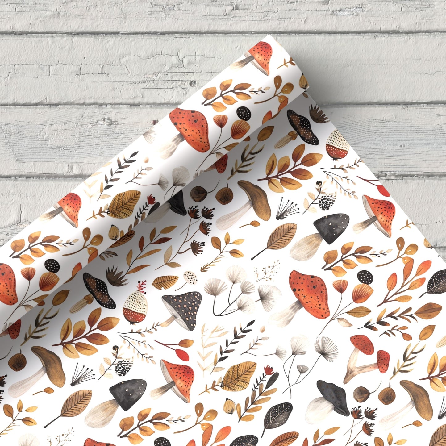 Autumn Mushrooms Digital Seamless Pattern