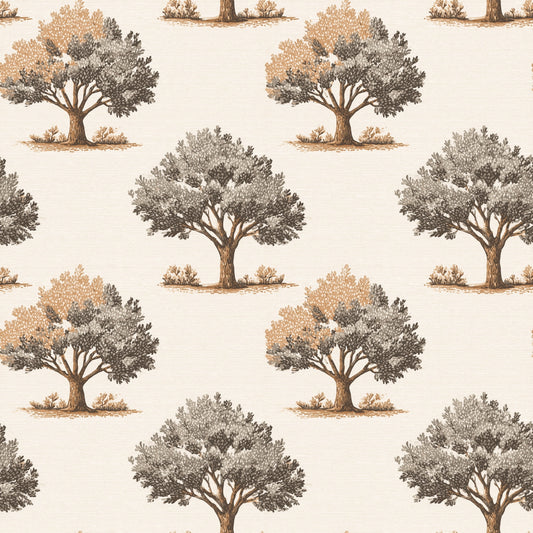 Autumn Oak Trees Digital Seamless Pattern
