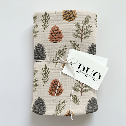 Autumn Pine Cones Digital Seamless Pattern