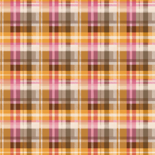 Autumn Pink Plaid Digital Seamless Pattern